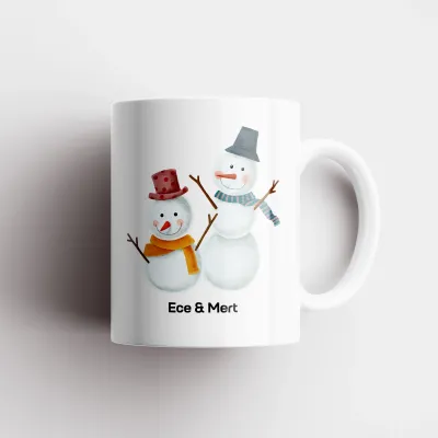 Kardan Adam Temalı Kişiye Özel İsimli Kupa Bardak