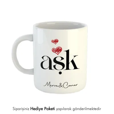 Kişiye Özel Aşk Temalı Beyaz Kupa Bardak