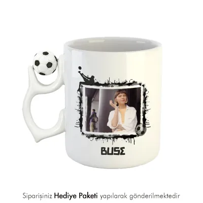 Kişiye Özel Fotoğraflı Futbol Toplu Siyah Beyaz Hediye Kupa Bardak