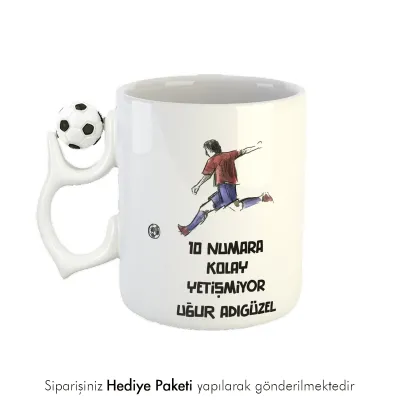 Kişiye Özel İsimli 10 Numara Temalı Futbol Toplu Hediye Kupa Bardak