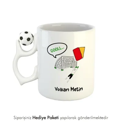 Kişiye Özel İsimli Gol Temalı Futbol Toplu Hediye Kupa Bardak