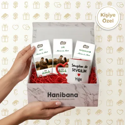 Kişiye Özel Kalpli Kupa ve Fotoğraflı Çikolata Hediye Kutusu