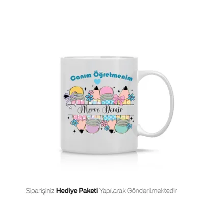 Kişiye Özel Kurdeleli Kalemler Öğretmen Kupası