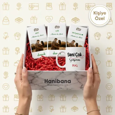 Kişiye Özel Seni Seviyorum Kupa ve Fotoğraflı Çikolata Hediye Kutusu