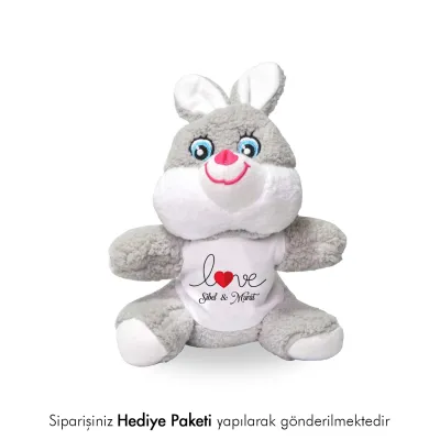Sevgiliye Özel Hediye İsim Baskılı Peluş Tavşan