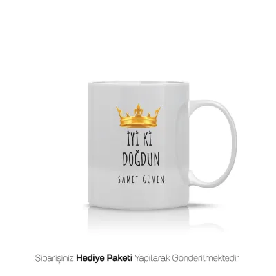 Kral Taçlı Kişiye Özel İsimli Kupa Bardak