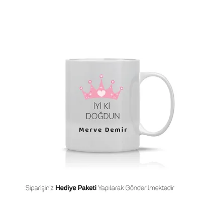 Kraliçe Taçlı Kişiye Özel İsimli Kupa Bardak