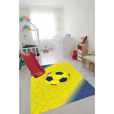 Lacivert Sarı Oyun Alanı Çocuk Odası Halısı
