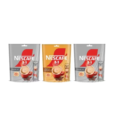 Nescafe 2Si 1 Arada 2 Paket 20 Li & Nescafe Sütlü Köpüklü 3ü 1 Arada 1 Paket 20 Li