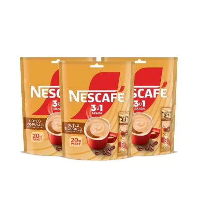 Nescafe Sütlü Köpüklü 3ü 1 Arada 20 Li x 17.4 Gr x 3 Paket