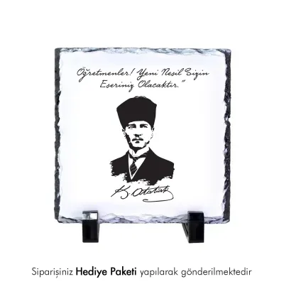 Öğretmenler Gününe Özel Atatürk Portreli Doğal Taş