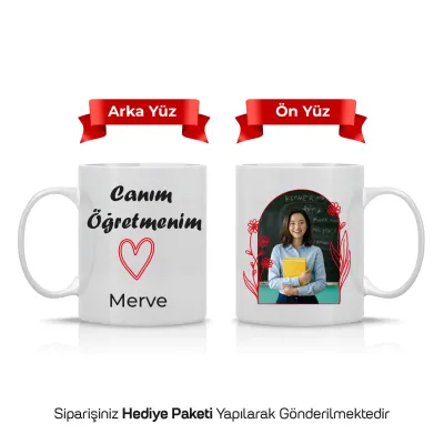 Öğretmenler Gününe Özel Fotoğraflı İsimli Kupa Bardak