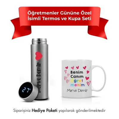 Öğretmenler Gününe Özel İsimli Termos ve Kupa Seti