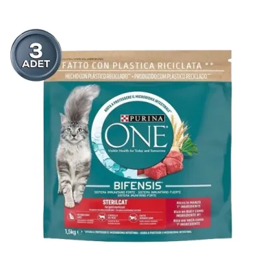 Purina One Sığır Etli Kısırlaştırılmış Kedi Maması 1,5 Kg x 3 Adet