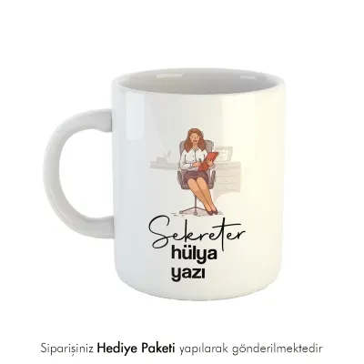 Sekreter Tasarımlı İsme Özel Hediye Kupa