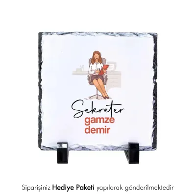 Sekretere Özel İsim Baskılı Doğal Taş