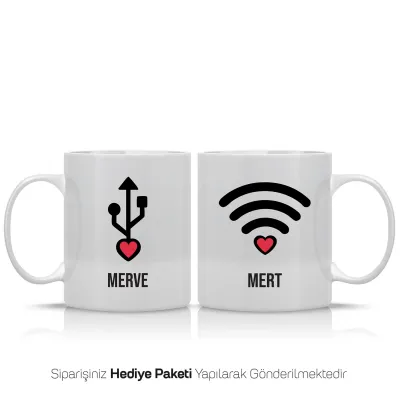 2Li Seninle Bağlıyım Temalı Kişiye Özel İsimli Kupa Bardak