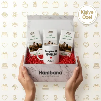 Sevgilim de Sevgilim Kupa ve Fotoğraflı Çikolata Hediye Kutusu