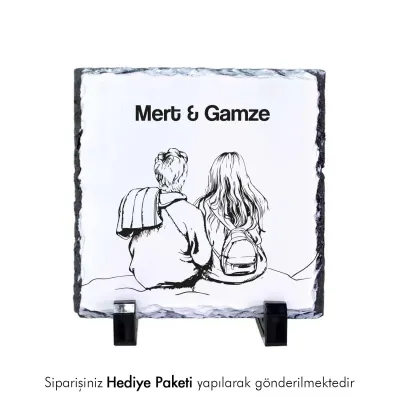 Sevgiliye Özel İsim Baskılı Doğal Taş