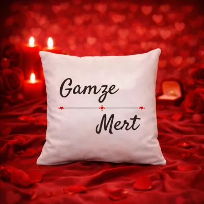 Sevgiliye Özel İsim Baskılı Hediye Dekoratif Yastık