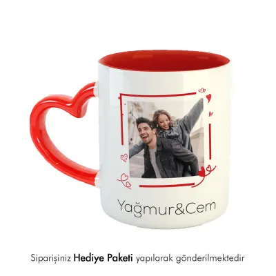 Sevgiliye Özel Kalpli Kupa Bardak