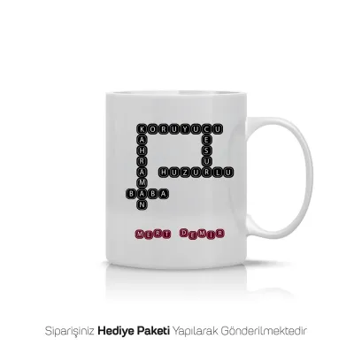 Babaya Hediye Kelime Bulmaca Tasarımlı Kişiye Özel Kupa Bardak