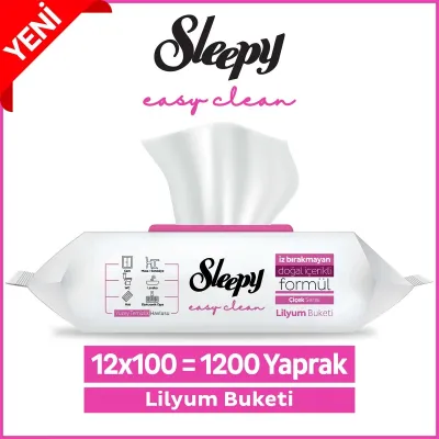 Sleepy Easy Clean Lilyum Buketi Yüzey Temizlik Havlusu 12 Adet 12x100 (1200 Yaprak)