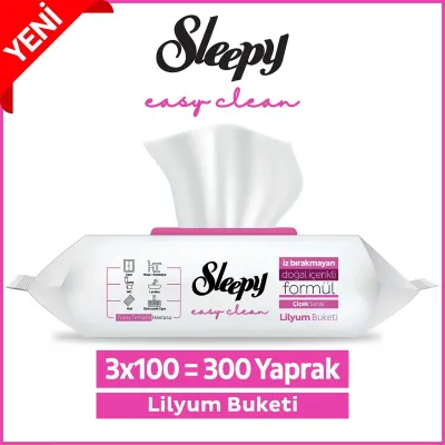 Sleepy Easy Clean Lilyum Buketi Yüzey Temizlik Havlusu 3 Adet 3x100 (300 Yaprak)