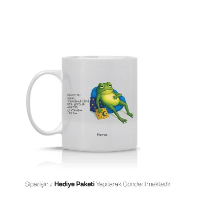 Kurbağa Figürlü Kişiye Özel Kupa Bardak
