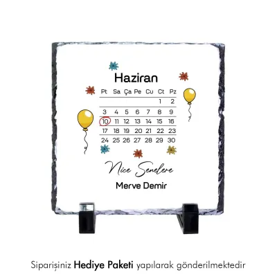 Takvim Temalı Kişiye Özel İsim ve Tarih Baskılı Doğal Taş