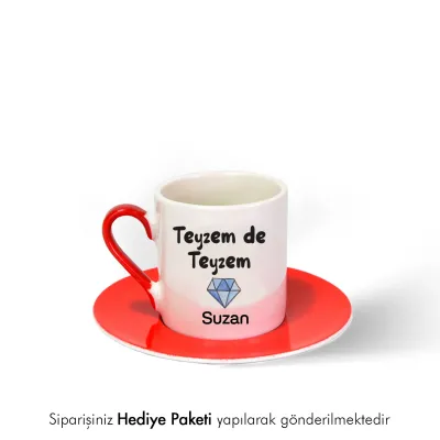 Teyzem De Teyzem Özel İsimli Hediye Kırmızı Fincan