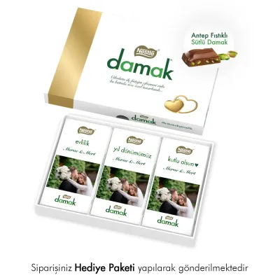 Yıl dönümü Hediyesi Fotoğraflı Nestlé Damak Çikolata Paketi