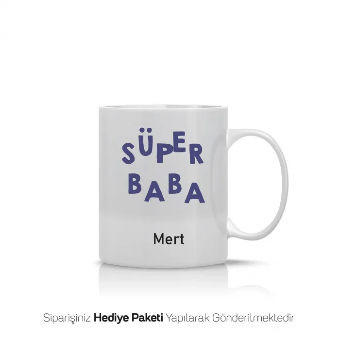 Süper Baba Yazılı Kişiye Özel Kupa Bardak