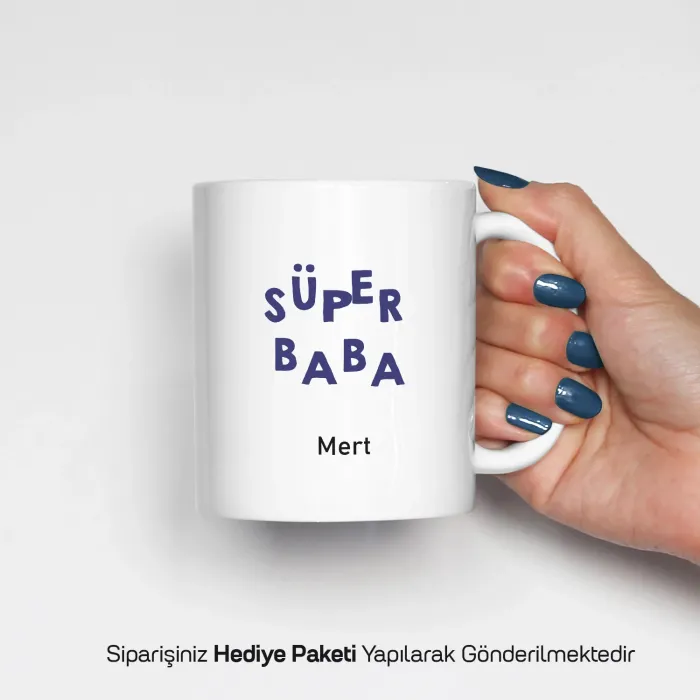 Süper Baba Yazılı Kişiye Özel Kupa Bardak