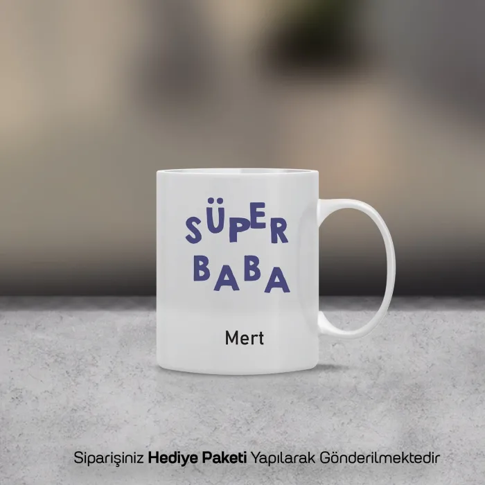 Süper Baba Yazılı Kişiye Özel Kupa Bardak