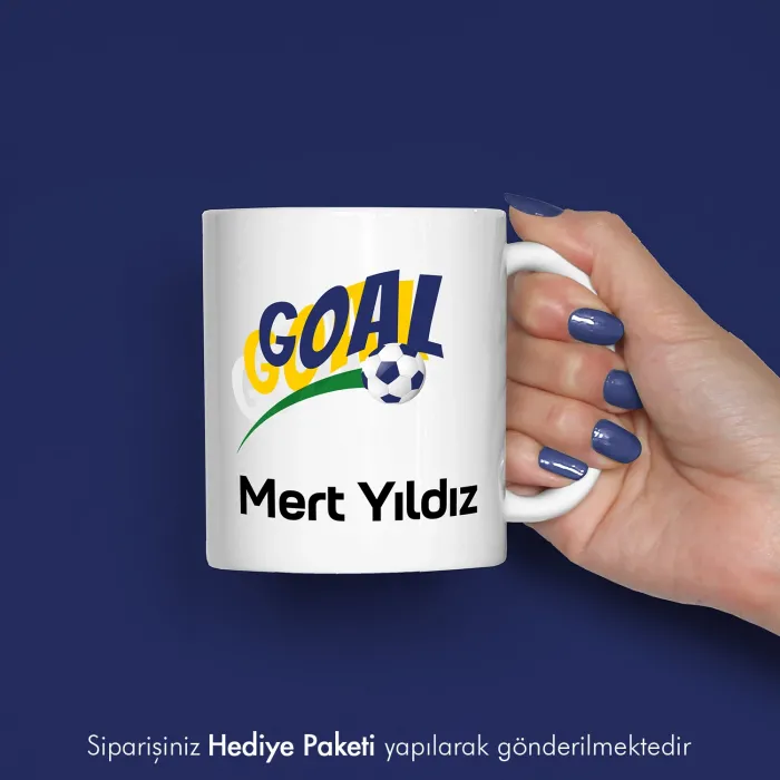 Goal Slogan Baskılı Kişiye Özel İsimli Kupa Bardak