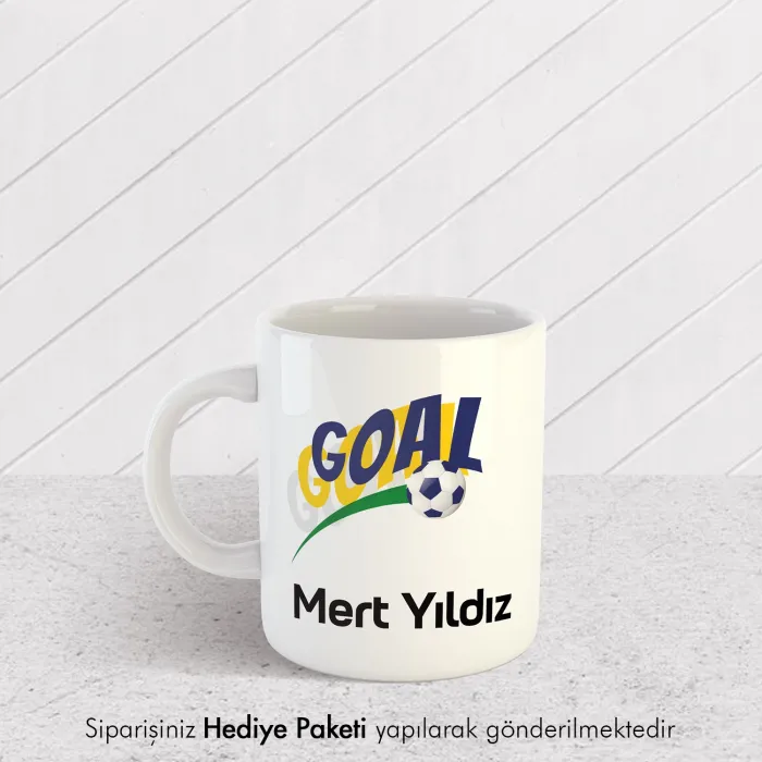 Goal Slogan Baskılı Kişiye Özel İsimli Kupa Bardak