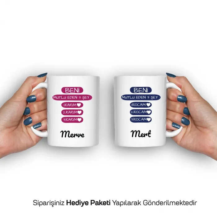 2Li Aşk Üçlemesi Kişiye Özel İsimli Kupa Bardak