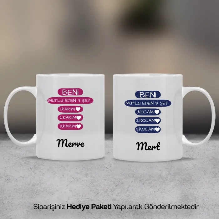 2Li Aşk Üçlemesi Kişiye Özel İsimli Kupa Bardak