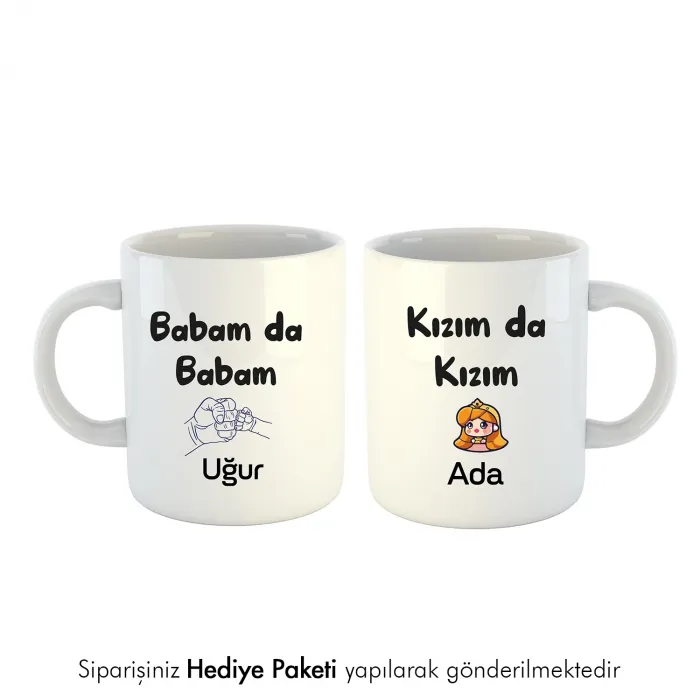 2Li Babam Da Babam Kızım Da Kızım Kişiye Özel Kupa Bardak