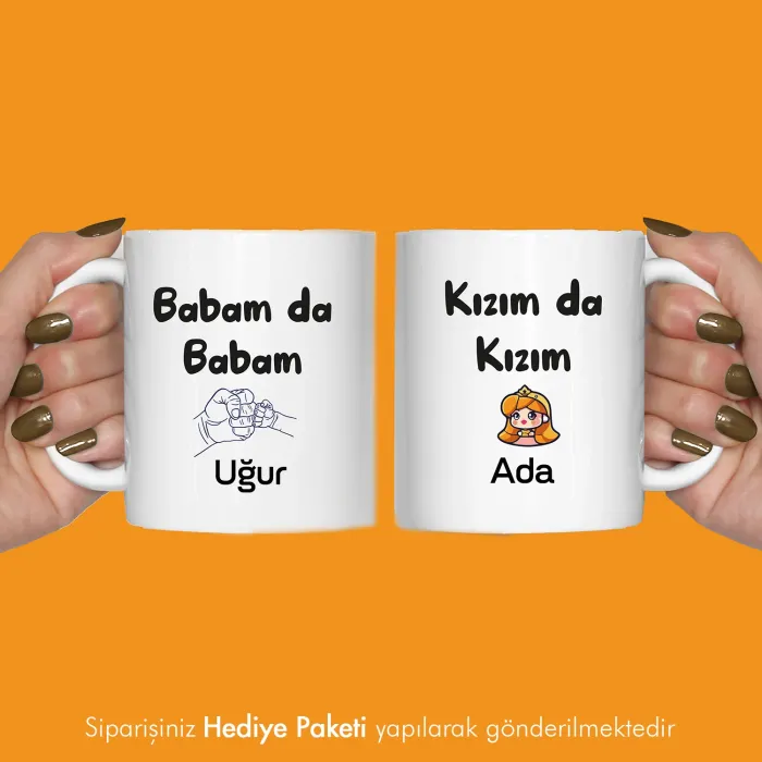 2Li Babam Da Babam Kızım Da Kızım Kişiye Özel Kupa Bardak