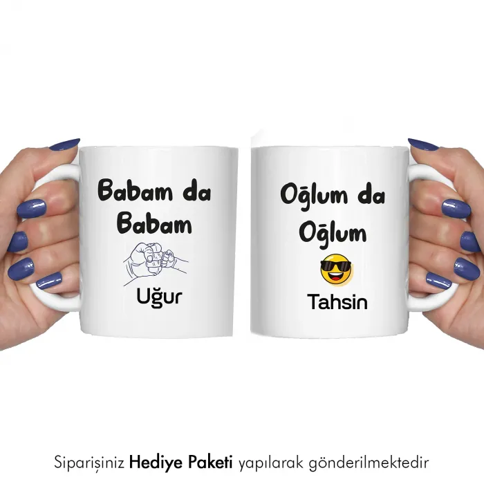 2Li Babam Da Babam Oğlum Da Oğlum Kişiye Özel Kupa Bardak