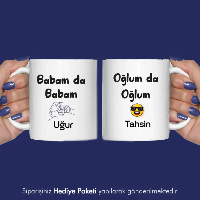 2Li Babam Da Babam Oğlum Da Oğlum Kişiye Özel Kupa Bardak