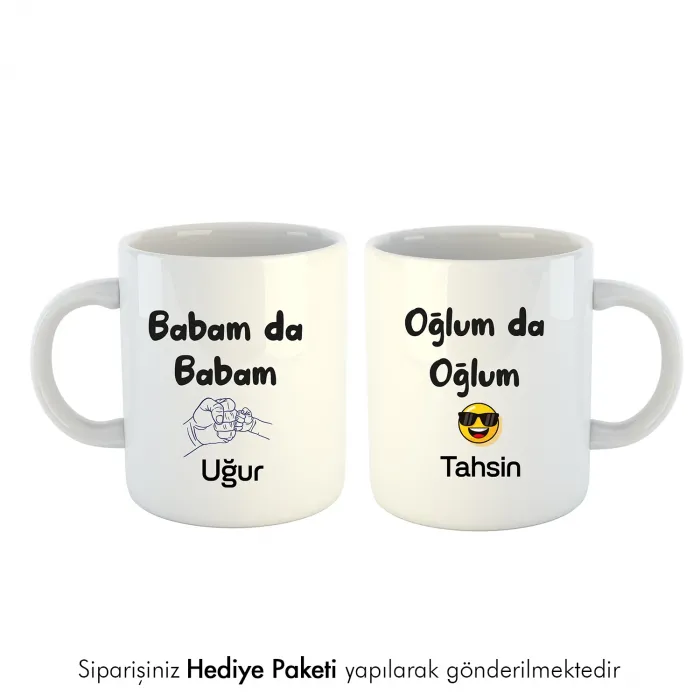 2Li Babam Da Babam Oğlum Da Oğlum Kişiye Özel Kupa Bardak
