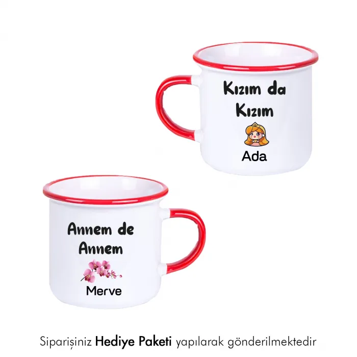 2Li Annem De Annem Kızım Da Kızım Kişiye Özel Enamel Kupa Bardak