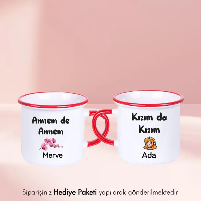 2Li Annem De Annem Kızım Da Kızım Kişiye Özel Enamel Kupa Bardak
