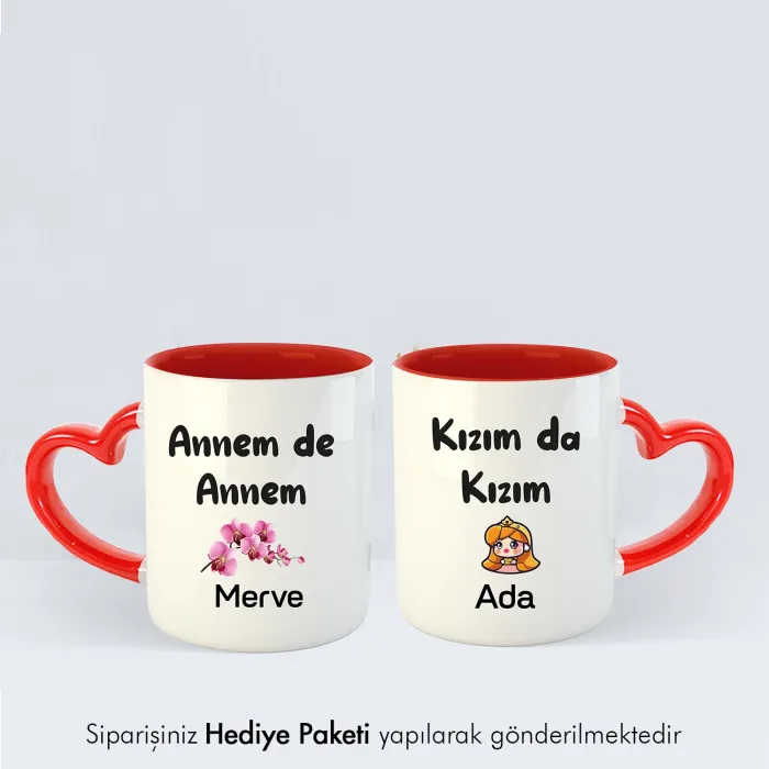 2Li Kalpli Annem De Annem Kızım Da Kızım Kişiye Özel Kupa Bardak
