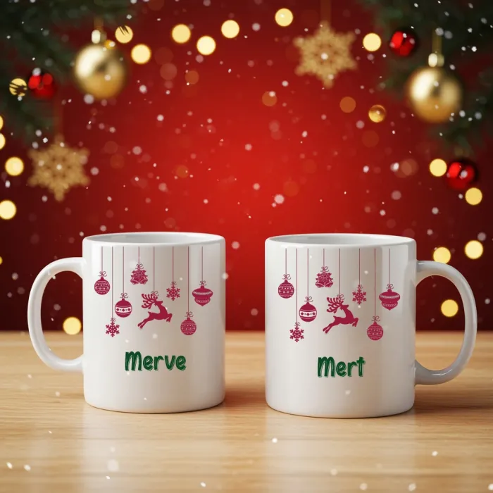 2li Kişiye Özel Noel Geyiği Kupası