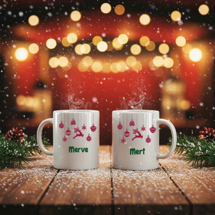 2li Kişiye Özel Noel Geyiği Kupası