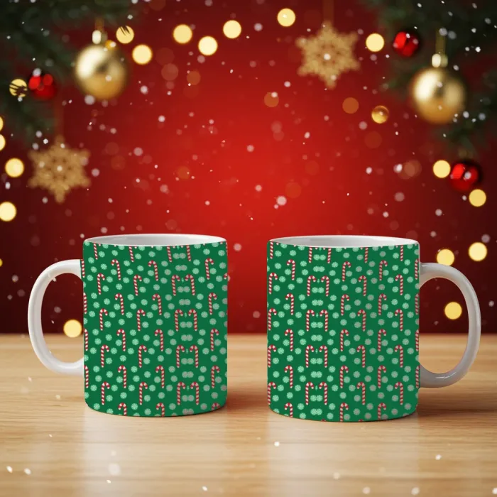 2li Yılbaşı Şekeri Desenli Kupa